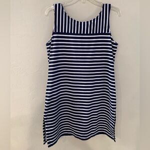 Tommy Bahama Navy and White Striped Sleeveless Coastline Romper Shift Dress